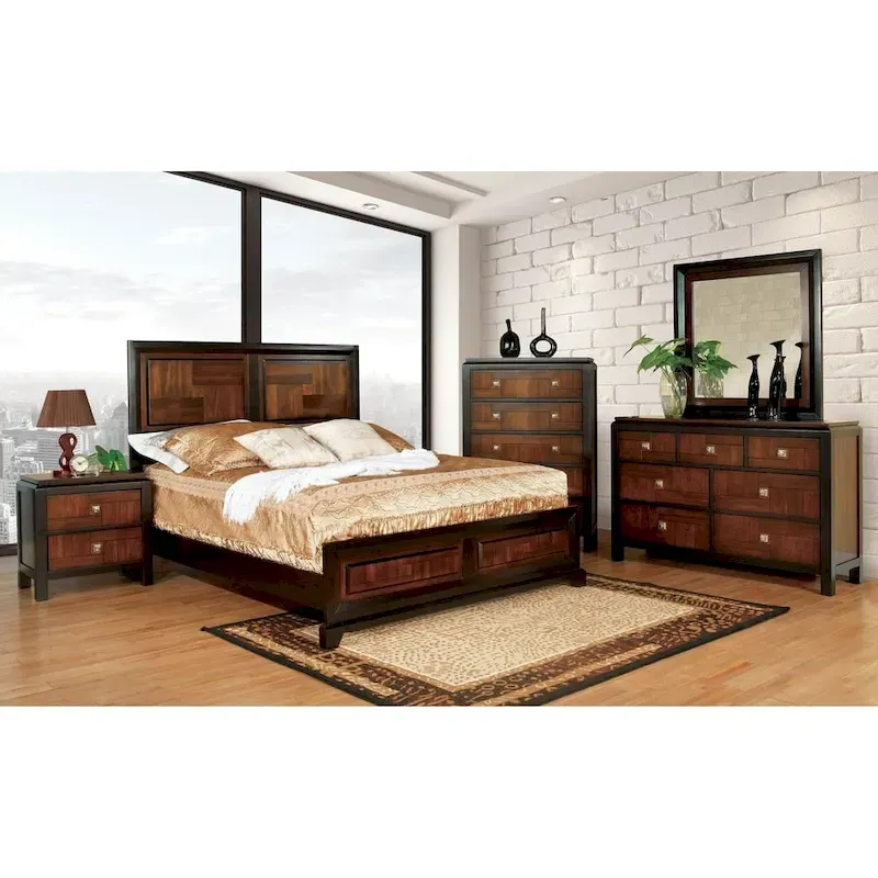 Furniture of America Sigh Rustic Walnut Solid Wood 3-piece Bedroom Set