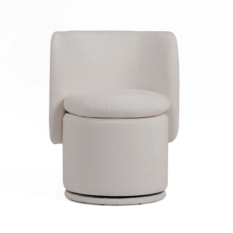 Reno Nori 26 Inch, Swivel Dining Chair, Off White Fabric, Wingback, Wood