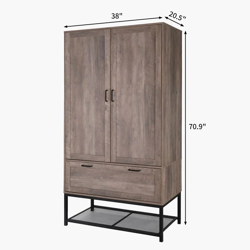 Grey Wooden Wardrobe