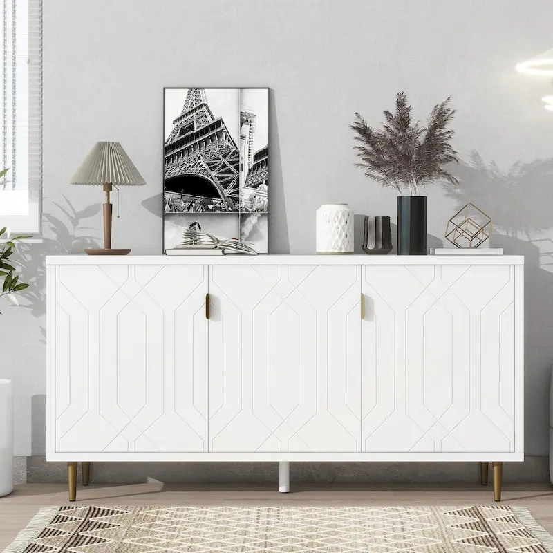 TV Stand with Storage Cabinet, Fits TVs up to 70 Inches
