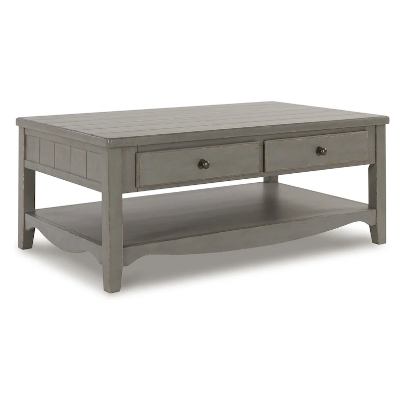 Antique Grey Rectangular Coffee Table, French Farmhouse Style