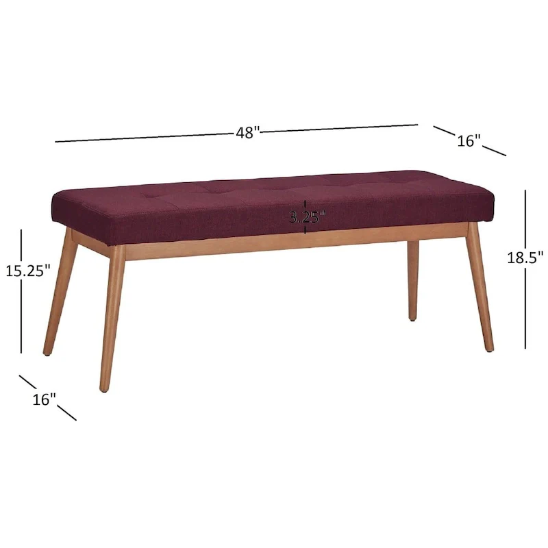 Sasha Oak Angled Leg Linen Dining Bench