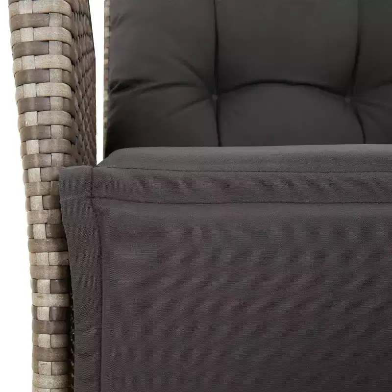 vidaXL 3 Piece Bistro Set with Cushions Brown Poly Rattan