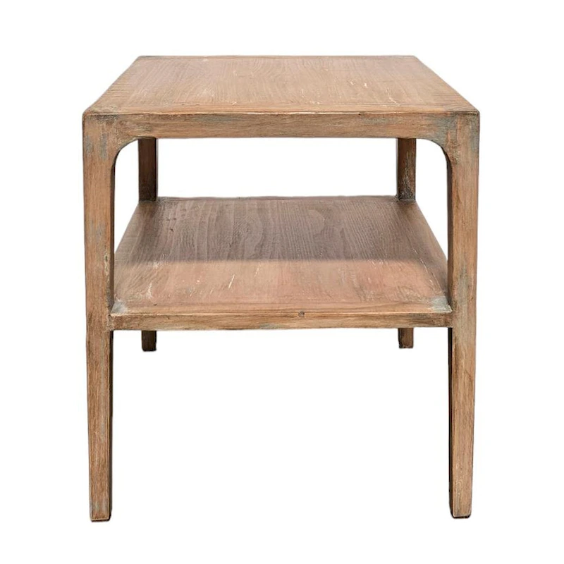 Tuley Corner End Table, Storage Shelf, Gray Pine Wood, 22in Square