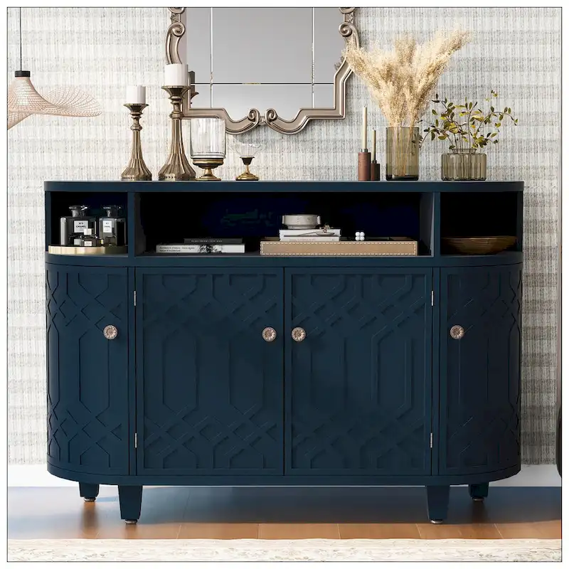 Curved Design Storage Cabinet made of Fraxinus Mandschuric Solid Wood