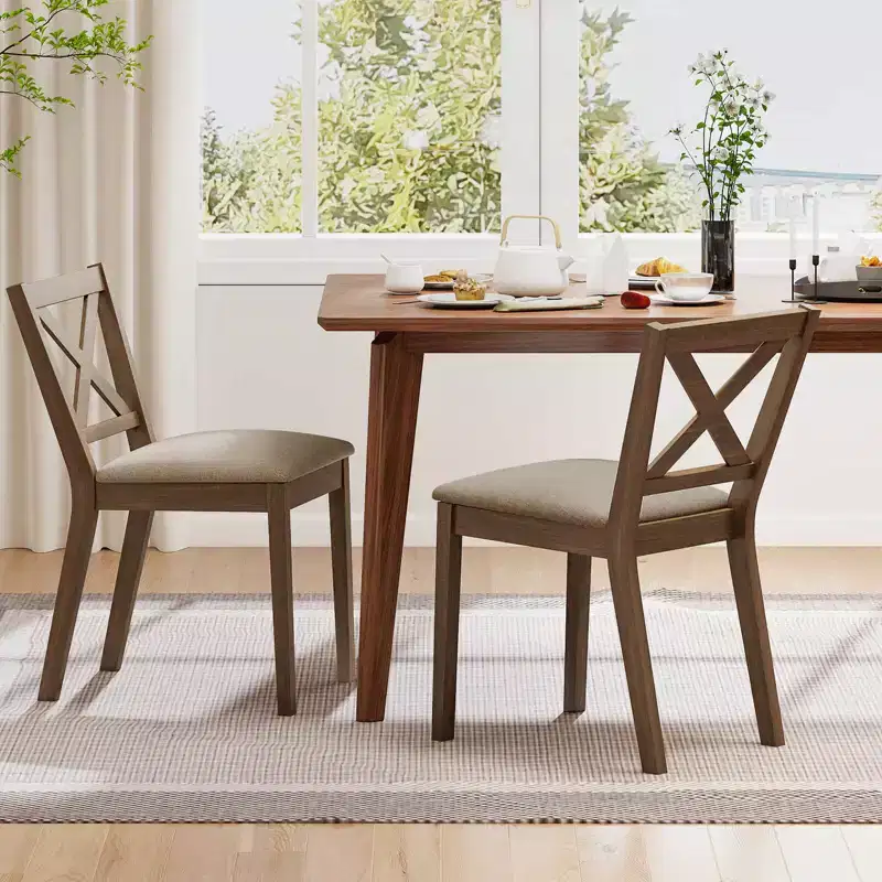 Costway Dining Chair Set of 2/4 Upholstered Seat & Breathable X-shaped
