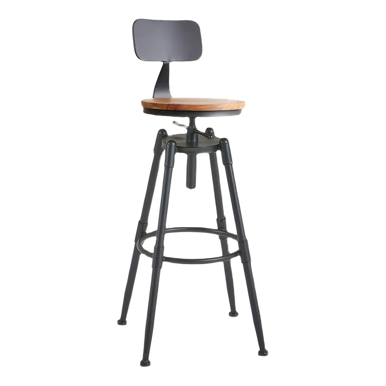 Industrial Metal Leather Swivel Bar Stools with Back