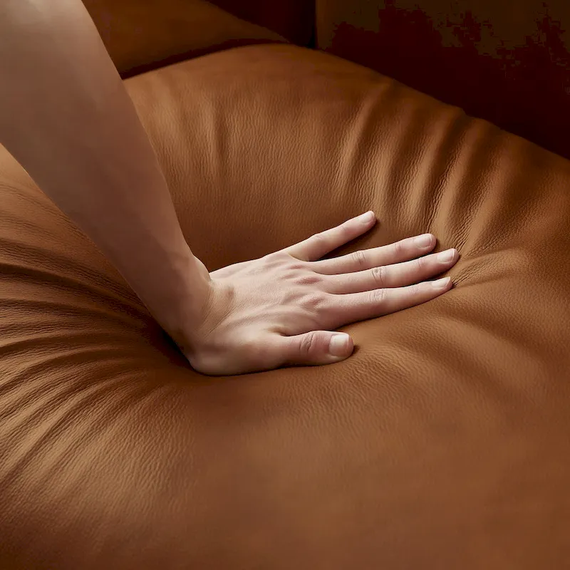 Manar Mid-Century Modern Luxury Genuine Leather Couch