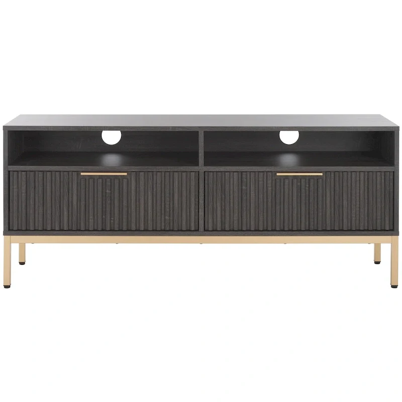 2-Drawer 2-Shelf Fluted TV Media Stand – Fits Up to 65