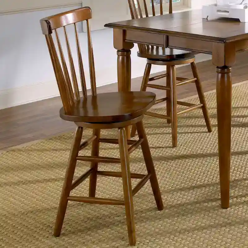 Swivel Counter Chair – Tobacco Finish, Rustic Farmhouse Kitchen Stool