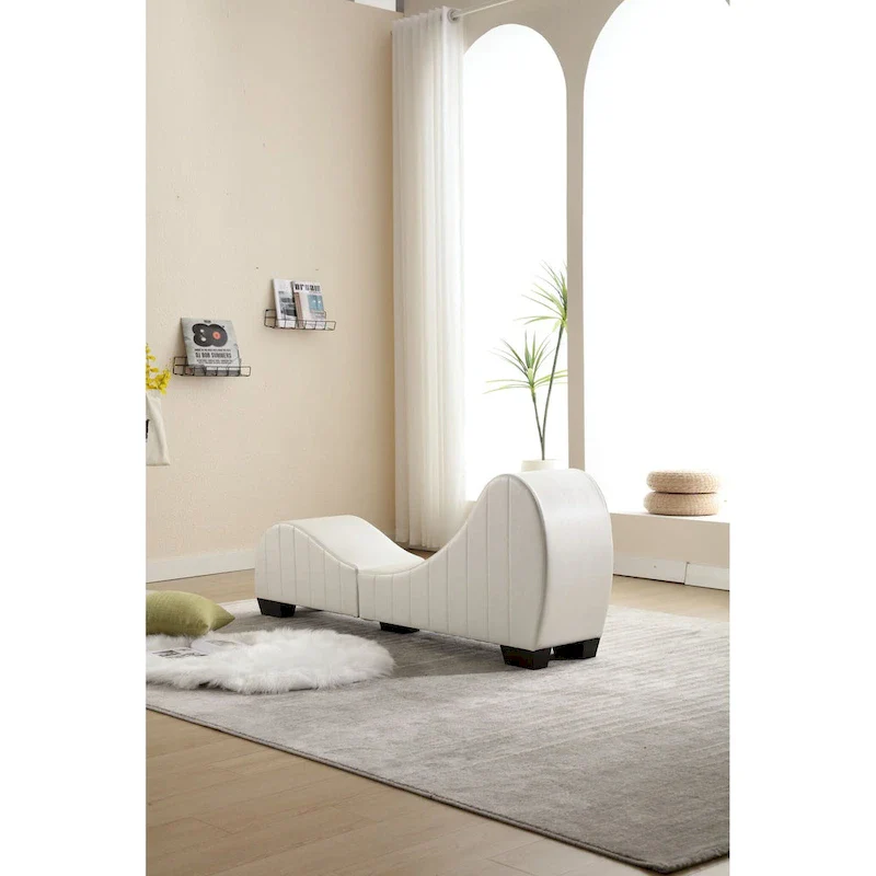 Modern Faux Leather Curved Yoga Chaise Lounge - 13.78 x 62.20 x 25.79