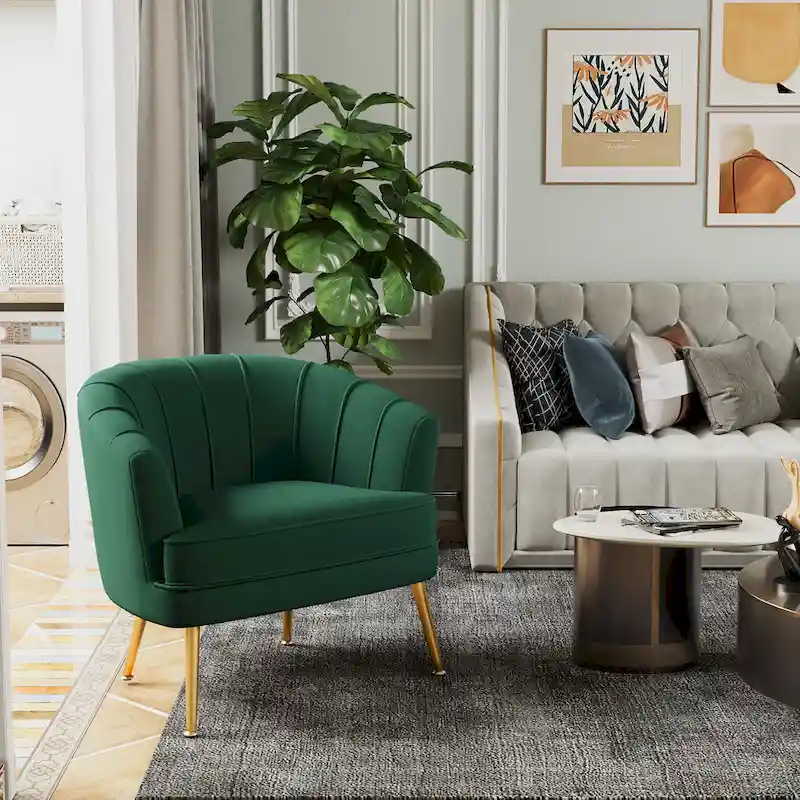 Velvet Accent Chairs for Living Room Bedroom Office Leisure Upholstered Single Sofa Chair