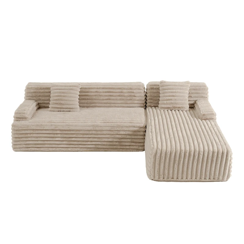 Cloud Sectional Sofa, Modern Upholstered Couch with 2 Throw Pillows, Free-Combined Sofa, Modular Sectional L Shaped Couch