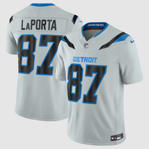 Detroit Lions Sam LaPorta Silver 2026 Rivalries Collection Stitched Limited Jersey