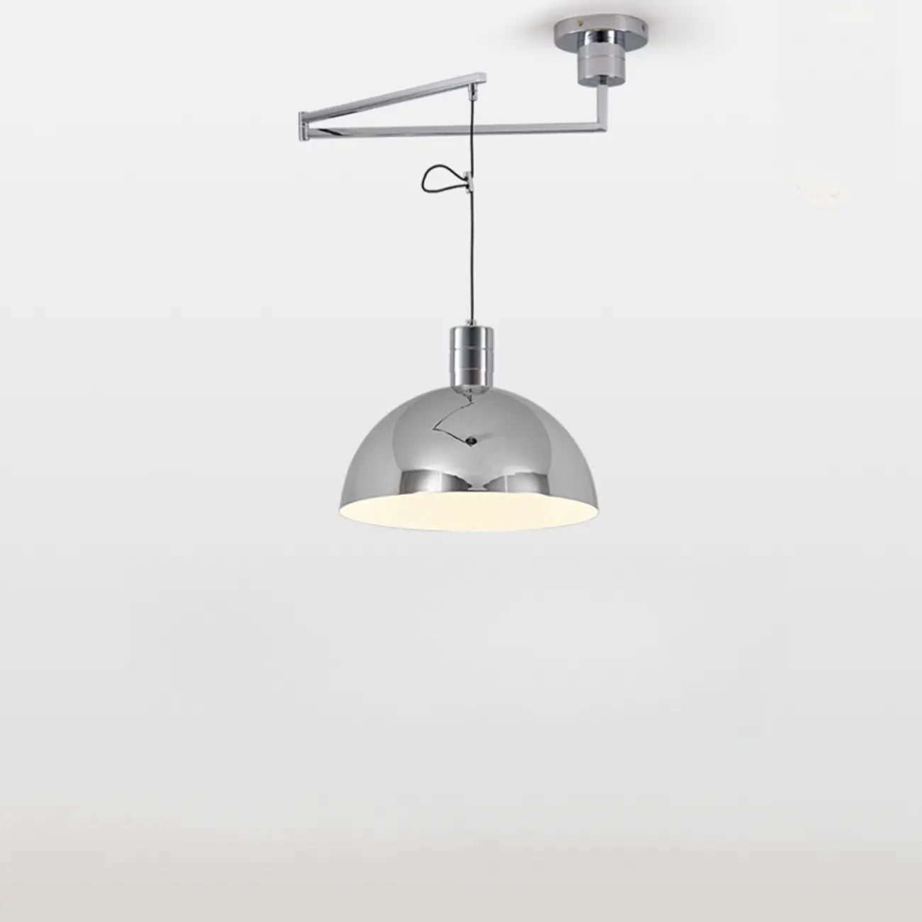 Adjustable Chrome Dome Swing Arm Kitchen Pendant Light from