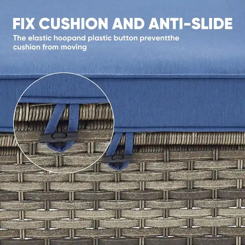 4 Piece Patio Chairs with Ottoman, Swivel Rocking Chairs - Grey