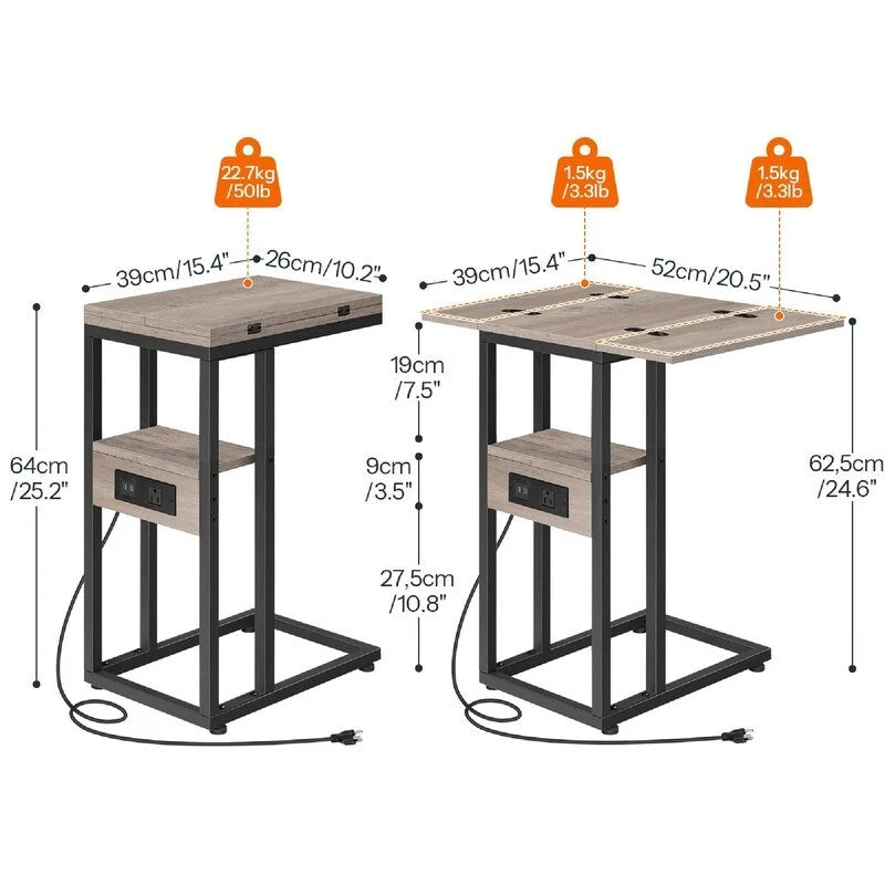 Foldable End Table - 15.4D x 10.2W x 25.2H
