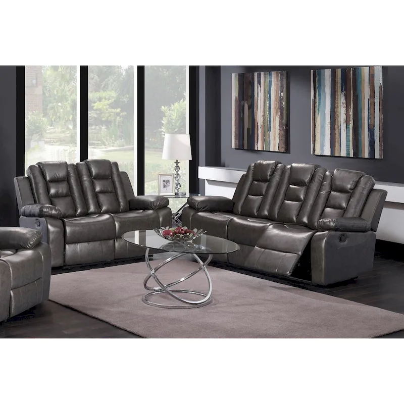 Grey PU Leather Living Room