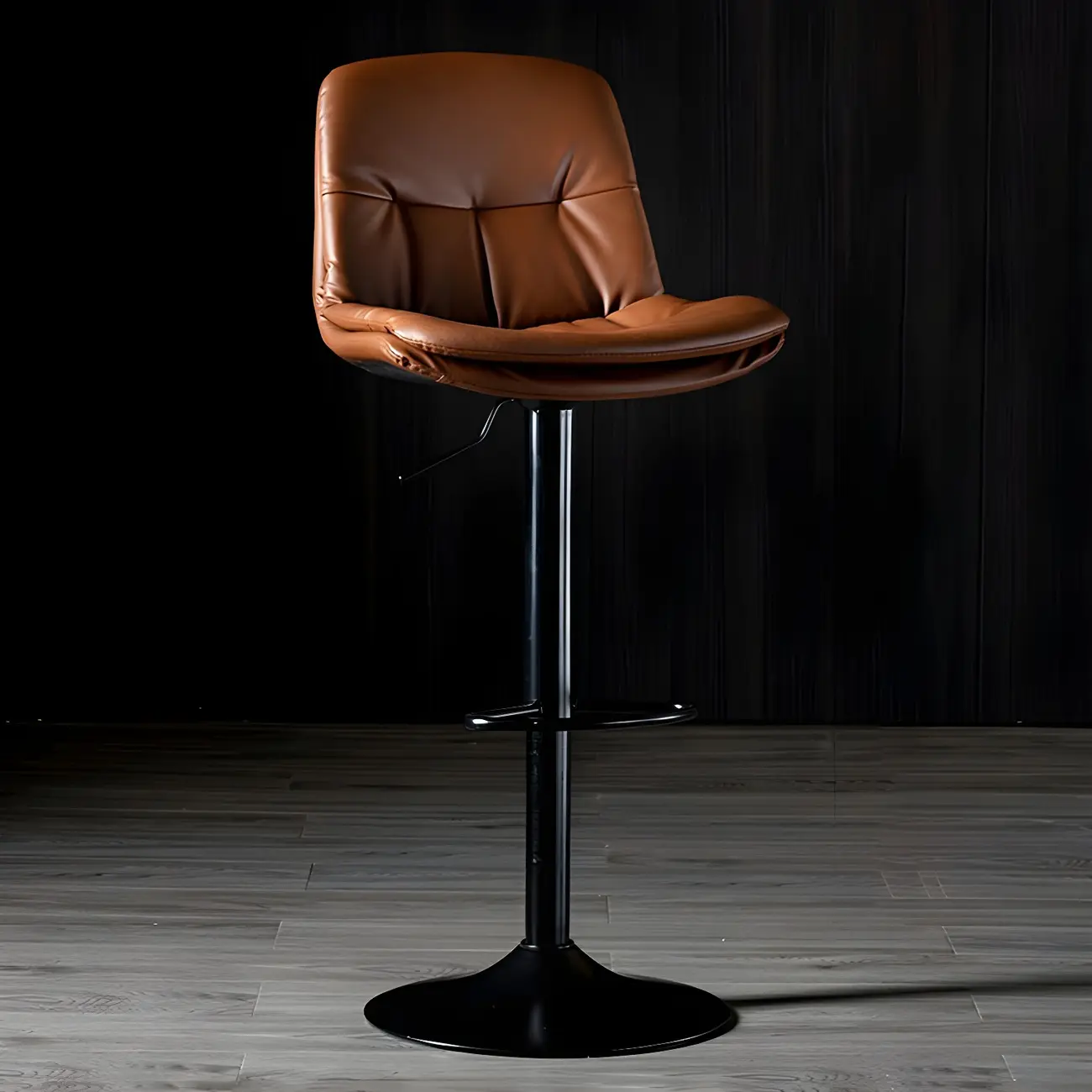 Adjustable Leather Low Back Swivel Bar Stool