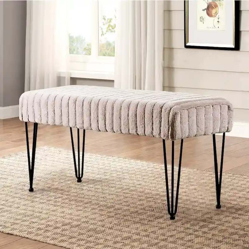 Serenta SuperMink Fauxfur Ottoman Bench