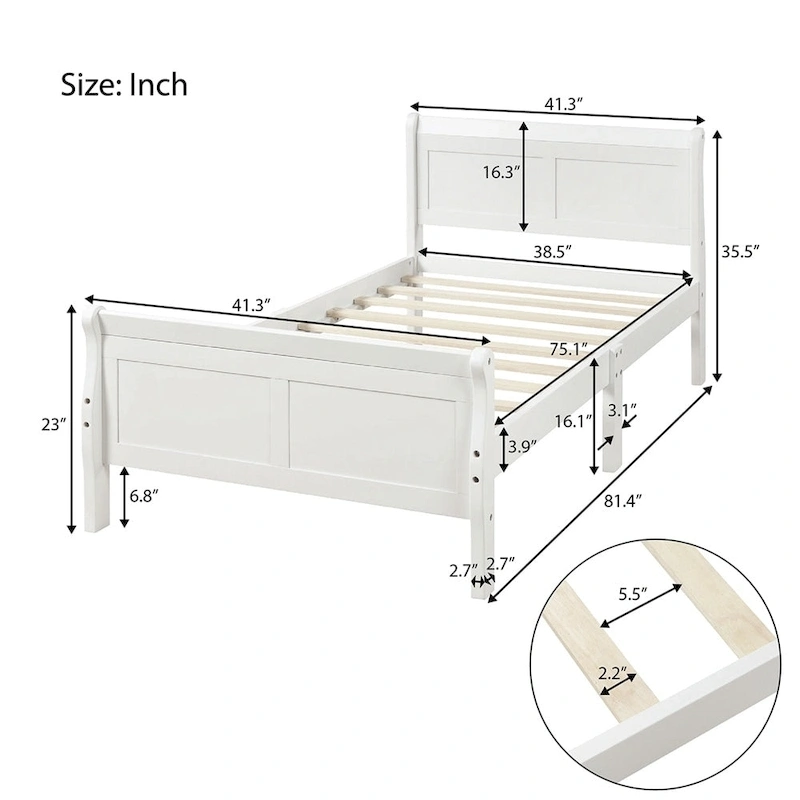 Wood Twin Frame Bed