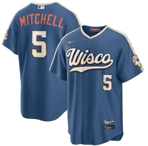 Garrett Mitchell Milwaukee Brewers Mineral Blue 2026 City Connect Stadium Jersey
