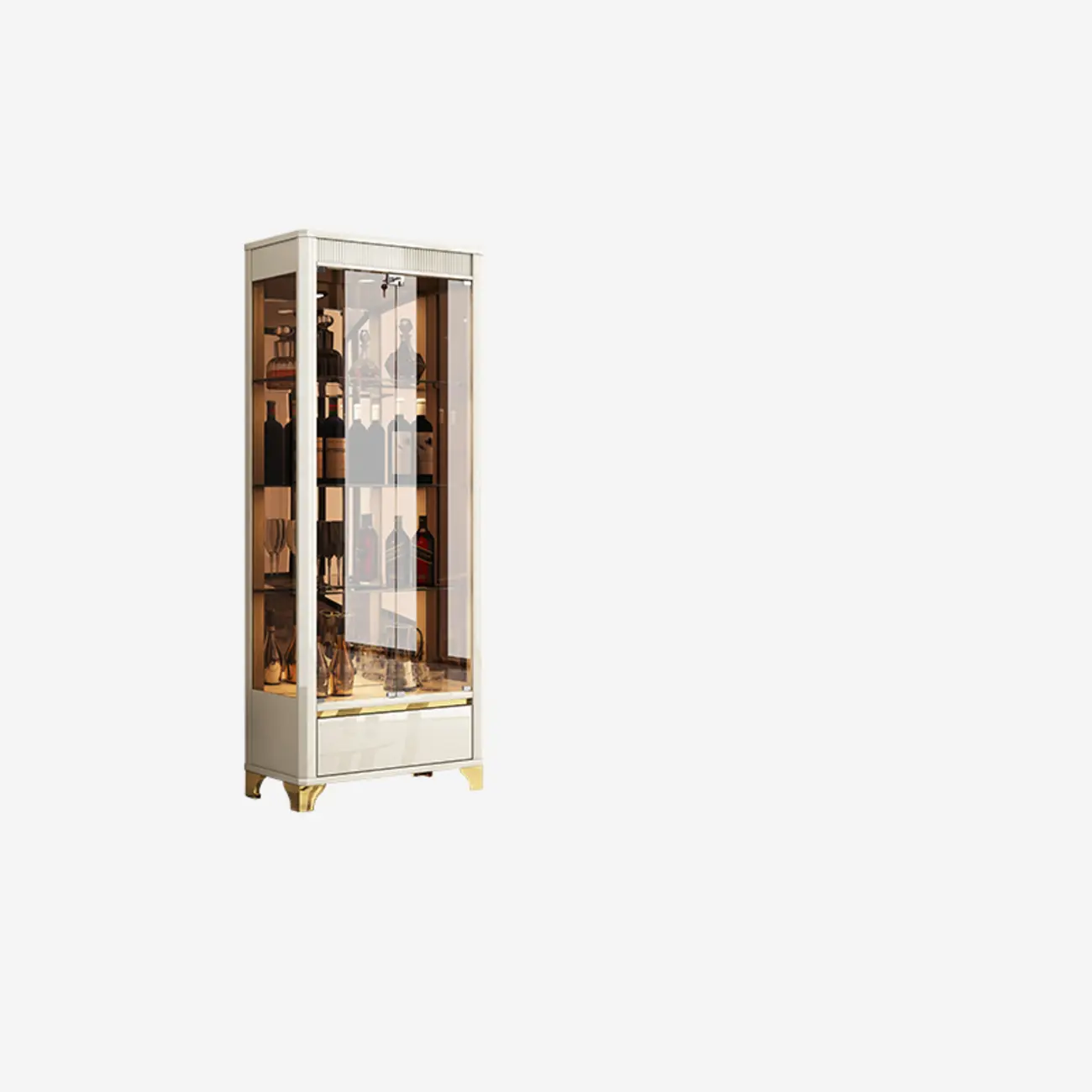 Elegant Black Gold Legs Glass Display Cabinet