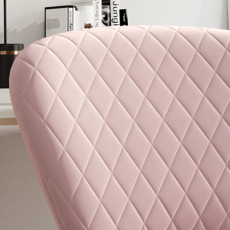Blue/Grey/Pink/Beige Velvet Armless Swivel Office Chair, 1-Person