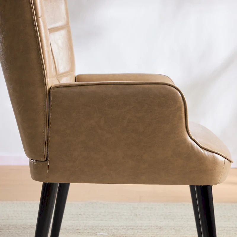 High-Back Tufted Accent Chair | Faux Leather Wingback | Solid Wood Frame | Ergonomic Armrests | 300 lbs Capacity | 37