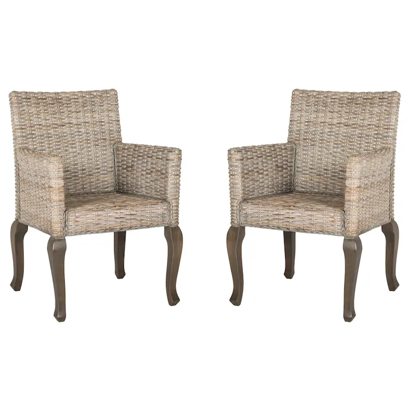 SAFAVIEH Alearda Natural Dining Chair (Set of 2) - 23 x 24.4 x 34 - 23Wx24Dx34H