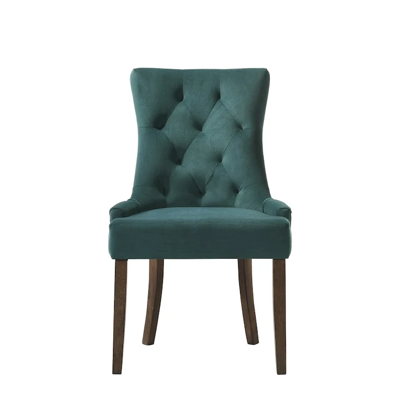 Side Chair, Green Velvet & Espresso Finish