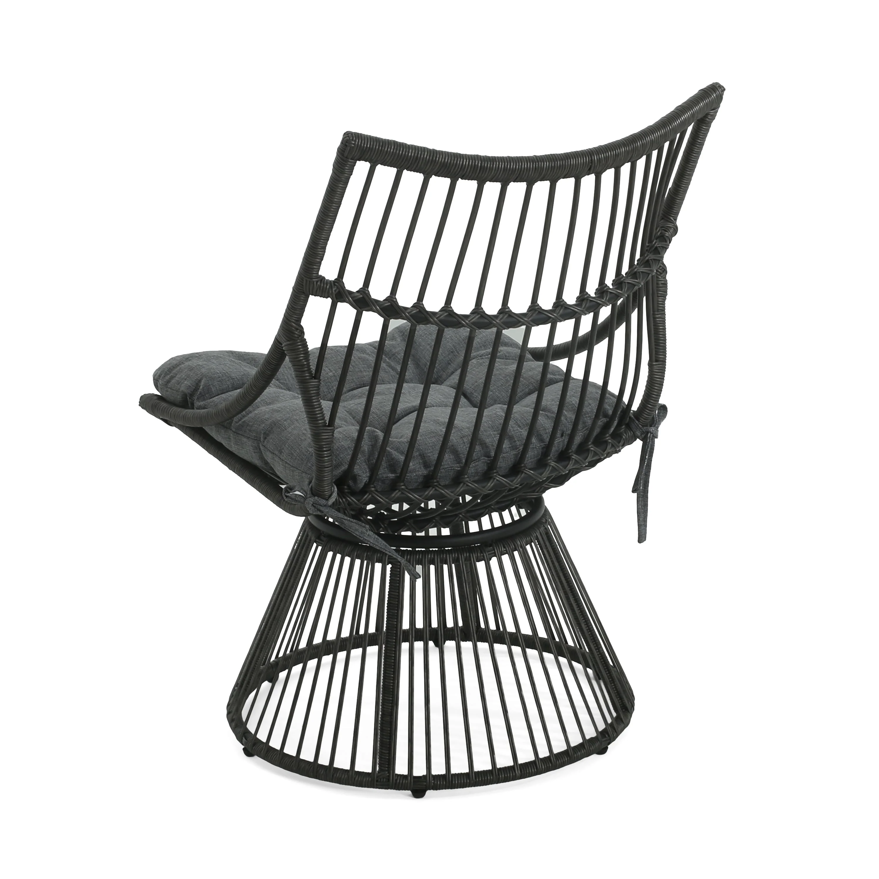 Modern Wicker High Back Chair & Side Table Set