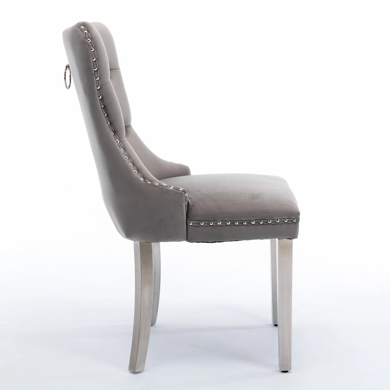 Velvet Upholstered Dining Chair with Chrome Stainless Steel Plating Legs
