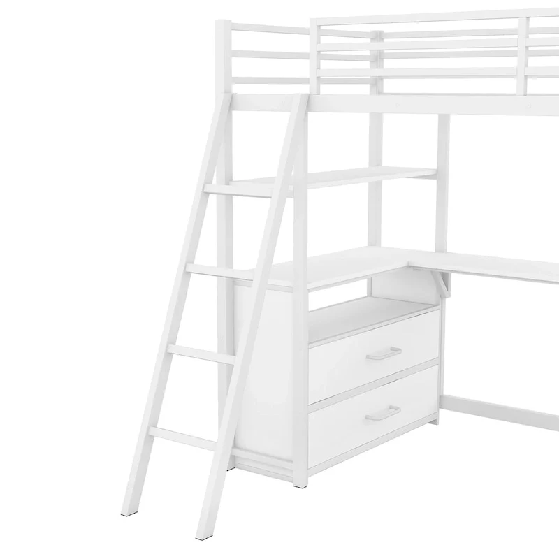 Loft Bed with Desk and Shelves