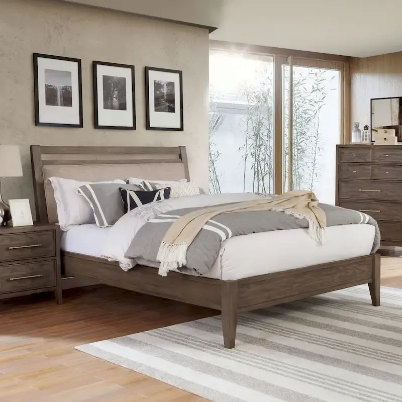 Ninn Rustic Grey Solid Wood Platform Bed