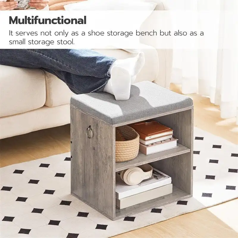 Small Shoe Bench with Cushion - 11.8 D x 15.7 W x 16.5 H