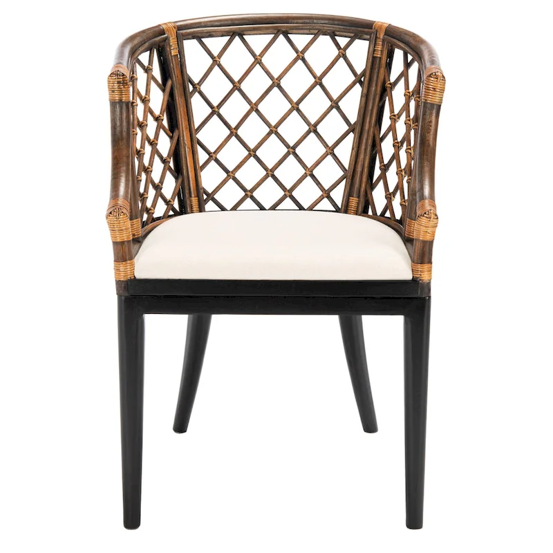Theona Rattan Lattice Arm Chair - 22.3W x 23L x 31.3H - 22Wx23Dx31H