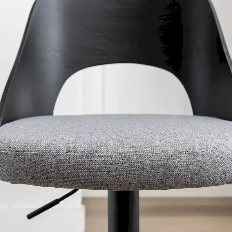 Adjustable Swivel Bar Stools Set of 2 with Fabric Upholstered Seat and Bentwood Back