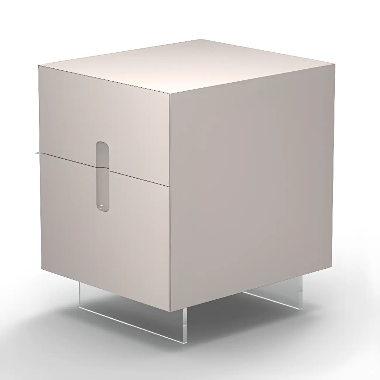 Modern White Wood Clear Base 2-Drawer Nightstand