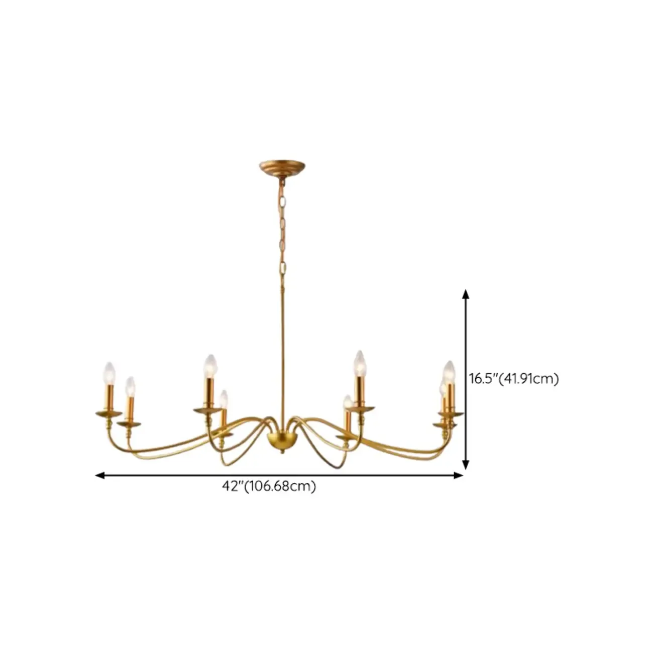 Simple Linear Gold Metal Candelabra Chandelier