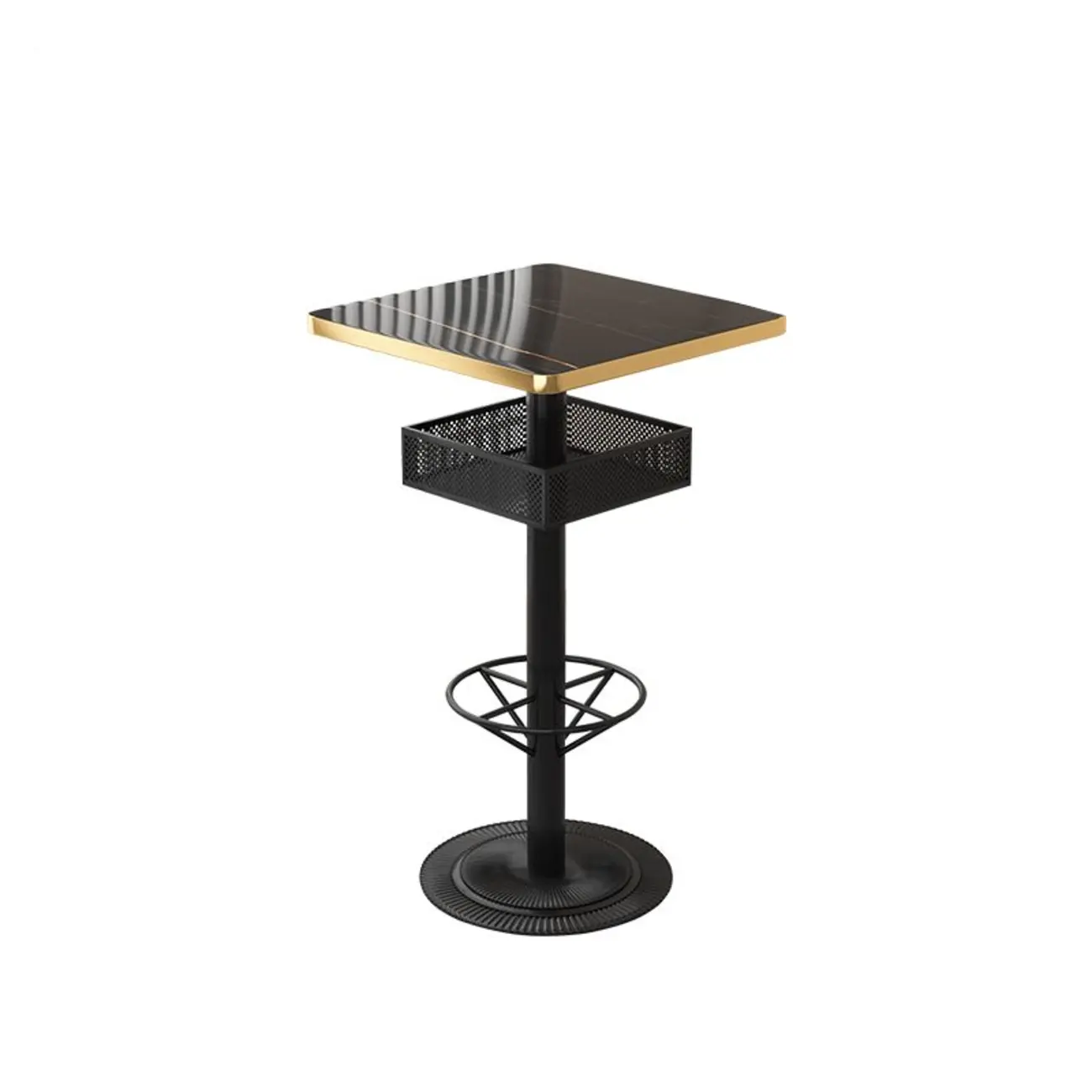 Sleek Glossy Black Wood Metal Bar Tables for Bar