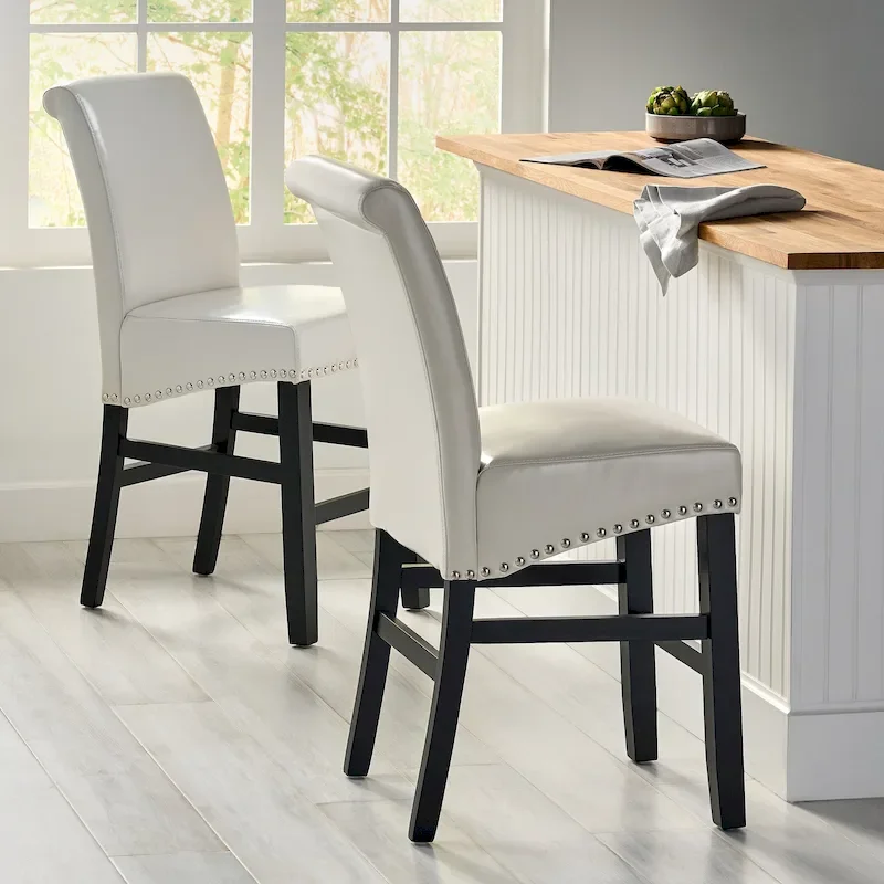 Lisette 41-inch Leather Counter Stool (Set of 2) by Christopher Knight Home