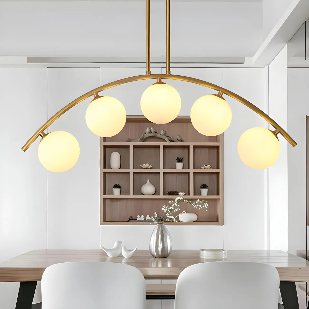 Trendy Modern Gold Arc Multi-Light Island Pendant