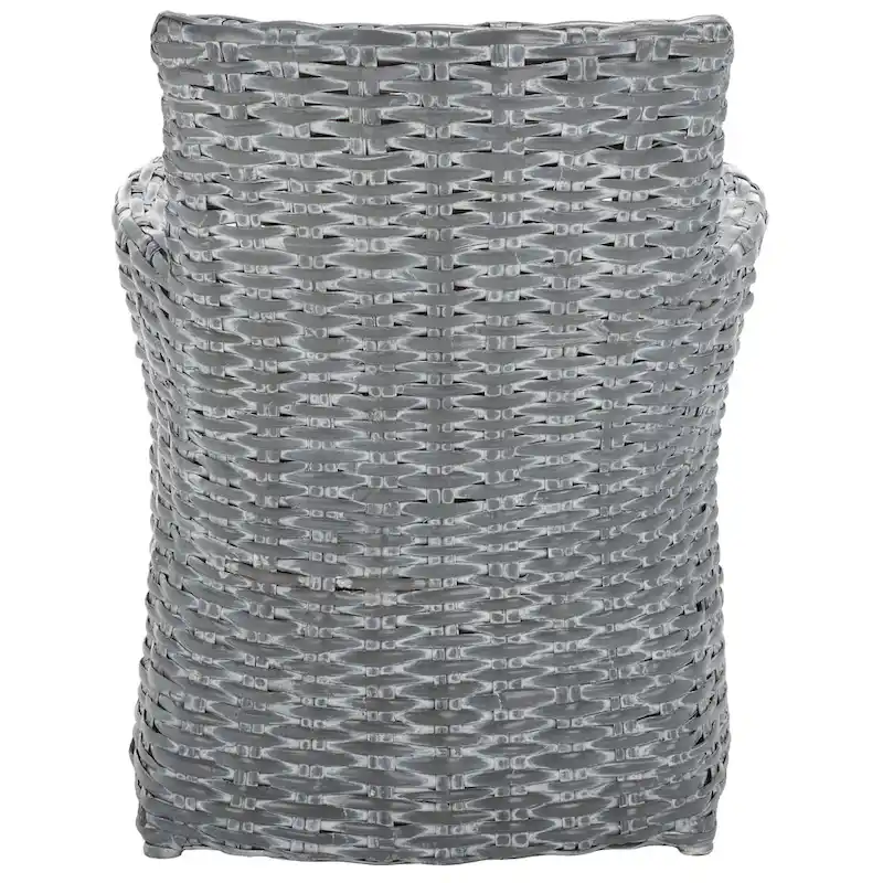 SAFAVIEH Ginny Wicker Washed Out Grey Arm Chair - 28 W x 24 D x 33 H - 28Wx24Dx33H
