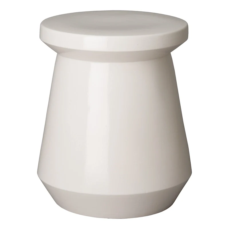 Ceramic Garden Stool - Multi-Purpose Design (White)