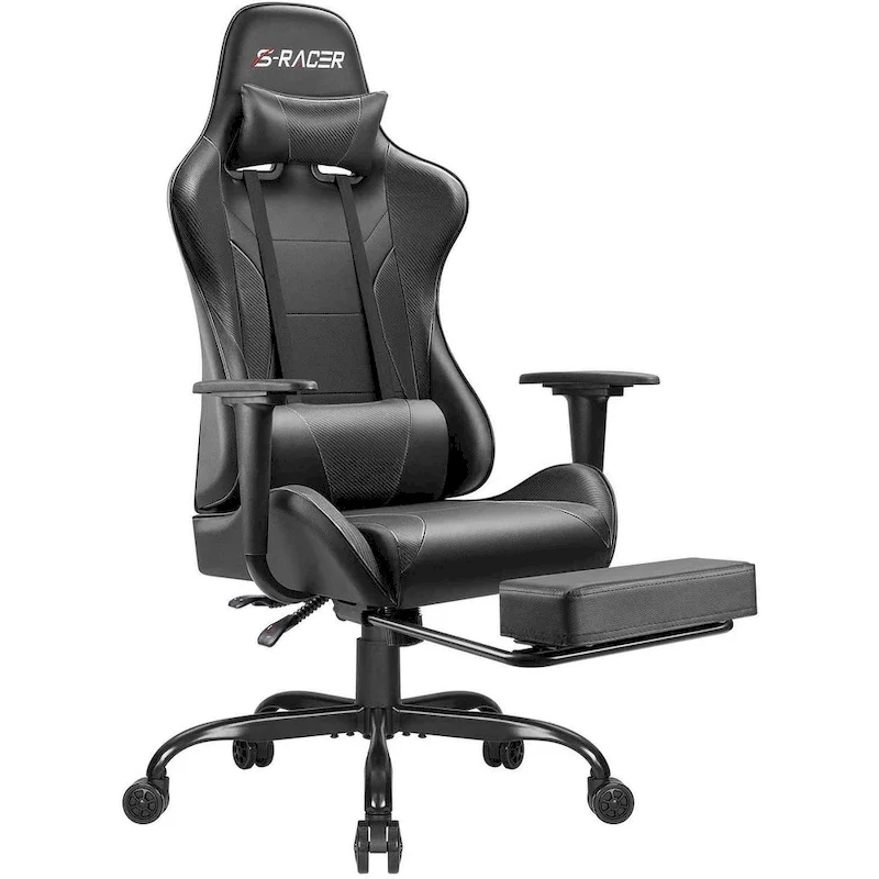 Ergonomic Gaming Chair with Footrest and Lumbar Support