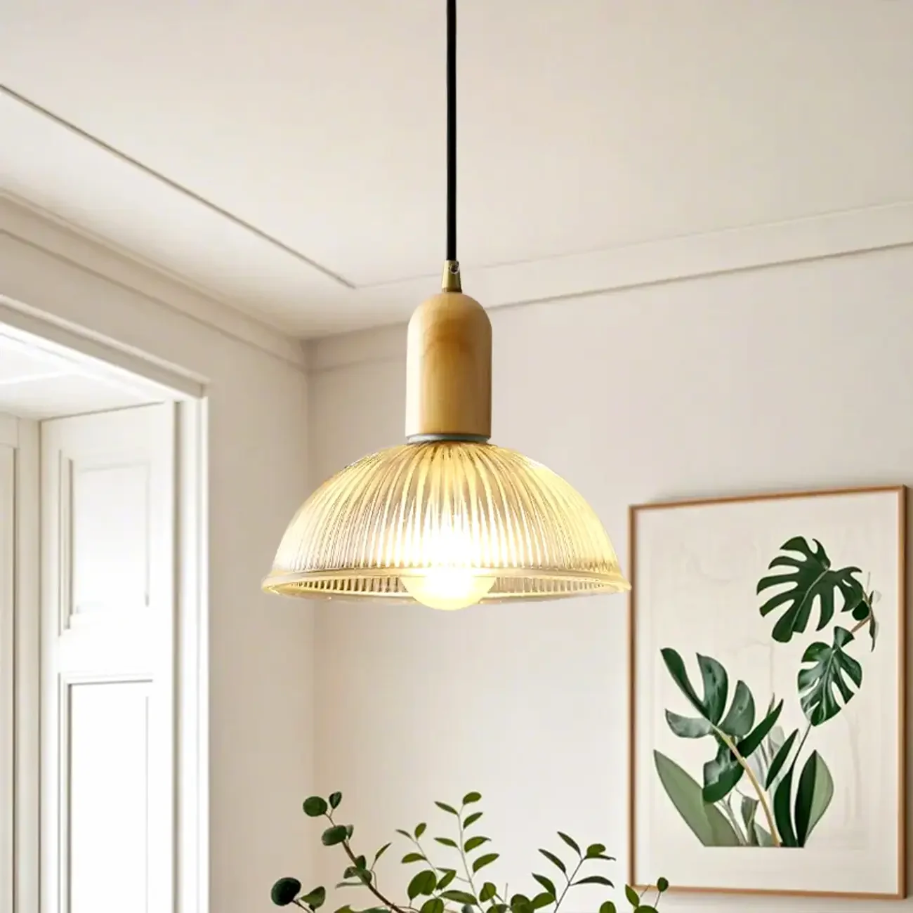 Modern Adjustable Glass Pendant Light for Kitchen Dining