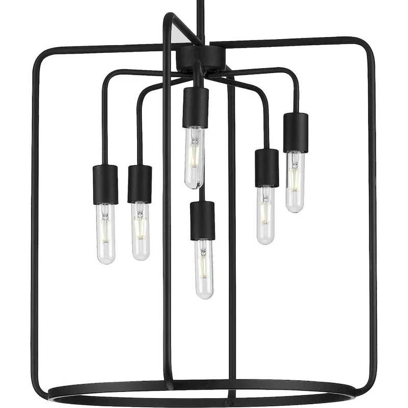 Bonn Collection Six-Light Matte Black Farmhouse Pendant Light - 27.500  x 25.000  x 11.500