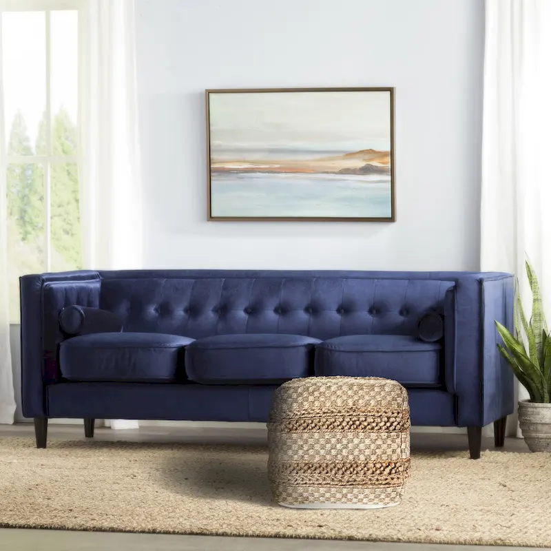 Sevita Natural Jute Checkered Pouf