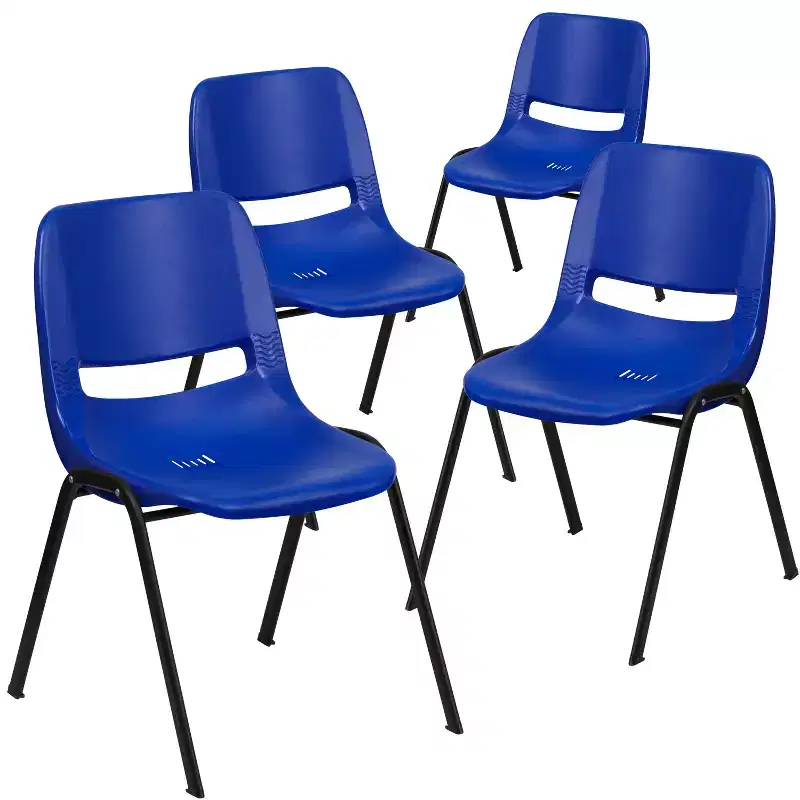 Flash Furniture 4 Pack HERCULES Series 880 lb. Capacity Ergonomic Shell Stack Chair with Metal Frame